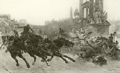 Roma sob Trajano - Uma corrida de carruagem (gravura) de Ulpiano Checa y Sanz