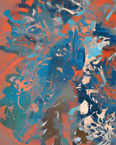 Líquido Laranja e Azul - Abstrato de Uma Gokhale