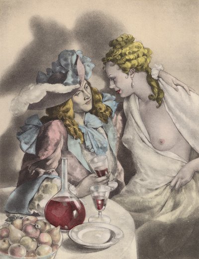 Ilustração de Brunelleschi para Contes et Nouvelles de La Fontaine (litografia a cores) de Umberto (after) Brunelleschi