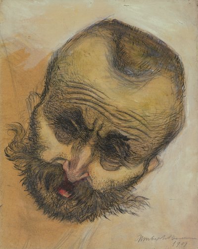 Head Study, 1909 (caneta e tinta para lavar) de Umberto Boccioni