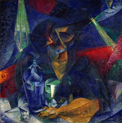Senhora no café ou "Compentration of lights and plans" Pintura de Umberto Boccioni (1882-1916) cerca de 1912 Dim 86x86 cm Milão, Museo del Novecento de Umberto Boccioni