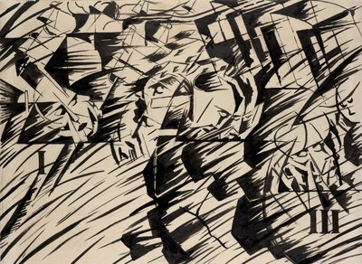 Estados de espírito: aqueles que vão, 1912 (tinta no papel) de Umberto Boccioni