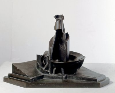 Sviluppo di una bottiglia nello spazio (Desenvolvimento de uma garrafa no espaço) (Linhas e força de uma garrafa) Escultura de bronze de Umberto Boccioni (1882-1916) 1912 Dim: 38,1 cm Milão, Museo del Novecento de Umberto Boccioni
