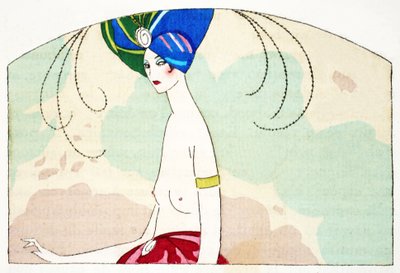 O baile de máscaras (impressão pochoir) de Umberto Brunelleschi