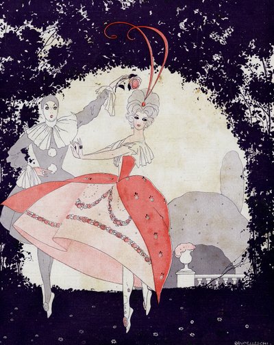 Nos Jardins de Armide, O Balé da Rainha das Rosas - ilustração de la Vie Parisienne de Umberto Brunelleschi