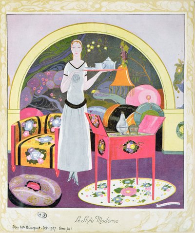 O estilo moderno, c. 1925 (lito colorido) de Umberto Brunelleschi