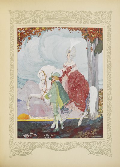 O pajem pegou o cavalo da princesa pelas rédeas e levou, ilustração de 