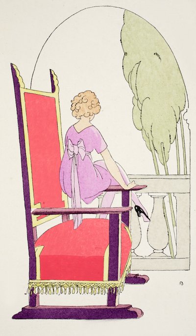 À espera na varanda (impressão pochoir) de Umberto Brunelleschi