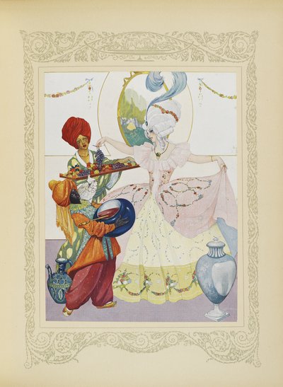 Enchemos bacias, servimos-lhe fruta e frascos de compota, ilustração de 