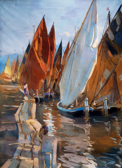 Veleiros do Adriático, de Umberto Coromaldi (1870-1948). Itália, século XX. de Umberto Coromaldi