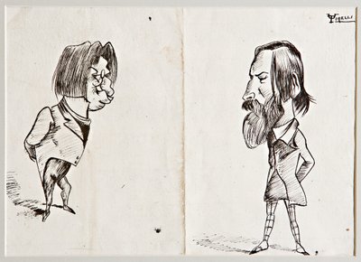 Caricaturas (tinta da china sobre papel) de Umberto Tirelli