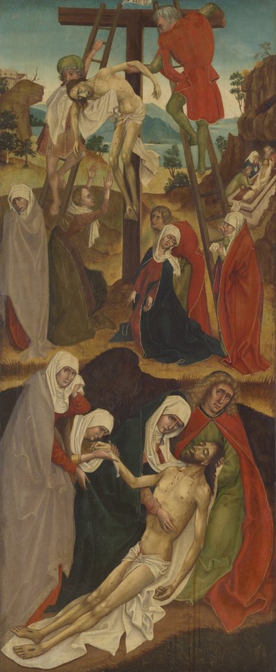 Retábulo com as Estações da Paixão e da Crucificação de Cristo de Unbekannt (Oberbayerischer Meister, Ende 15. Jh., Werkstatt Jan Polak)