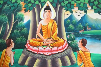 20151103, Kasi, Laos : Pintura retratando a história de vida de Shakyamuni Buda de Unbekannt