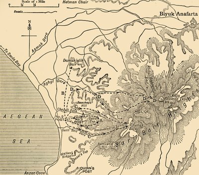 ANZAC adiantado, península de Gallipoli, Primeira Guerra Mundial, 1915, c1920. de Unbekannt