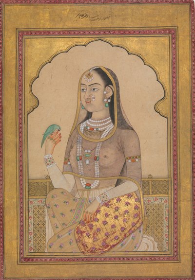 Uma donzela enfeitada com um periquito, ca. 1670-1700. de Unbekannt