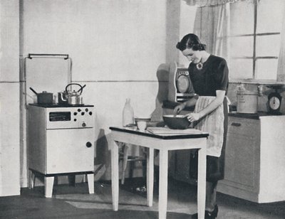 Uma cozinha britânica equipada com um fogão a gás, 1942. de Unbekannt