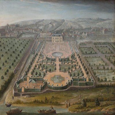Uma propriedade francesa, óleo sobre tela, 131 x 130 cm; Escola Francesa, início do século XVIII de Unbekannt