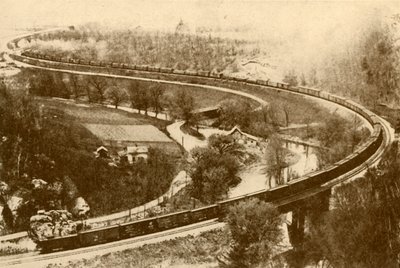 Um trem gigantesco de mercadorias de cinquenta e quatro vans puxadas por um motor, Chicago e North West Railway, 193 de Unbekannt