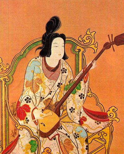A Girl Playing a Shamisen, segunda metade do século XVII. de Unbekannt