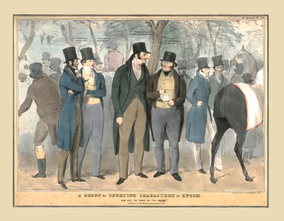 Um grupo de caracteres esportivos na Epsom, c1832. de Unbekannt