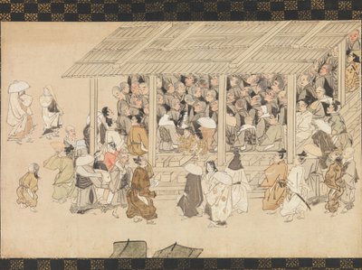 Encontro Nenbutsu em Ichiya, Kyoto, da Biografia Ilustrada do Monge ..., final do século XIV de Unbekannt