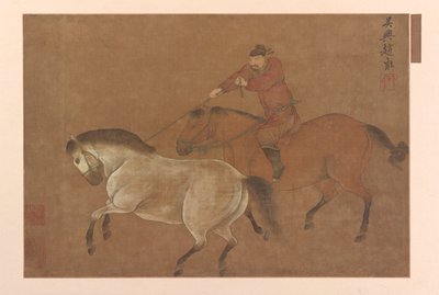 Um cavaleiro laçando um cavalo, dinastia Ming, 1369-1644. de Unbekannt