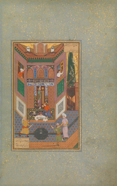 Um rufião poupa a vida de um homem pobre, fólio 4v de um Mantiq al-tair Linguagem dos pássaros, c16 de Unbekannt