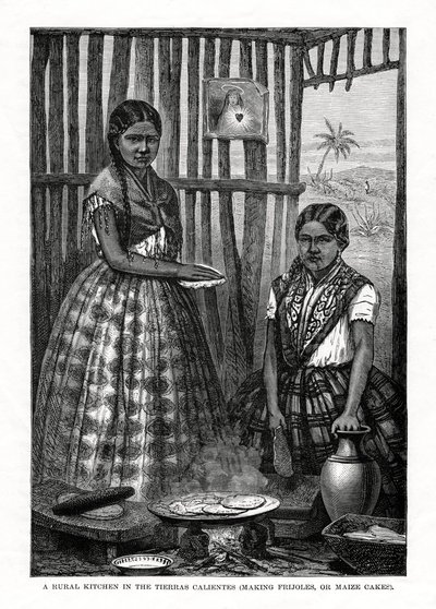 Uma cozinha rural nas Tierras Calientes, México, 1877 de Unbekannt