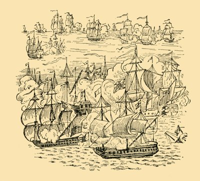 Uma luta marítima entre o almirante Blake e os holandeses, c1930. de Unbekannt