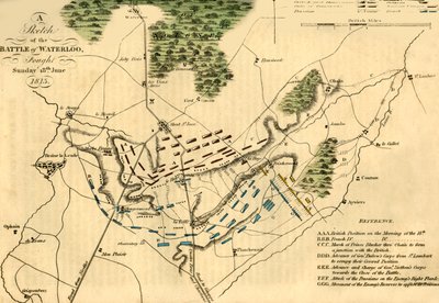 Esboço da Batalha de Waterloo, 18 de junho de 1815, 1816. de Unbekannt