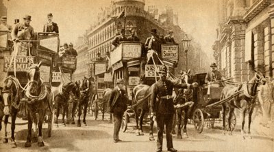 Um bloco de tráfego em 1900 - uma cena fora da Mansion House, 1933. de Unbekannt