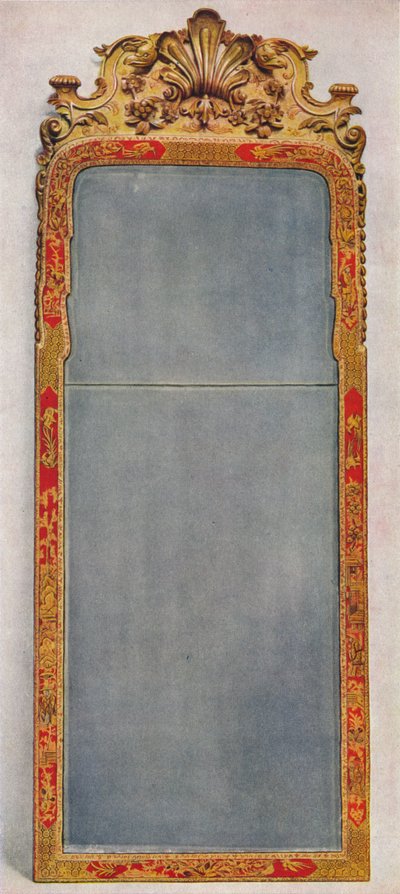 Um vidro de cais muito raro de c1720 em moldura decorada com laca vermelha, c1720, 1936 de Unbekannt