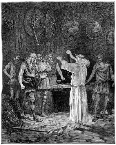 Um bardo recitando as nobres tradições da família, 1882-1884 de Unbekannt