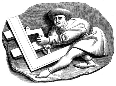 Um aprendiz de carpinteiro trabalhando em uma peça experimental, século 1549 de Unbekannt