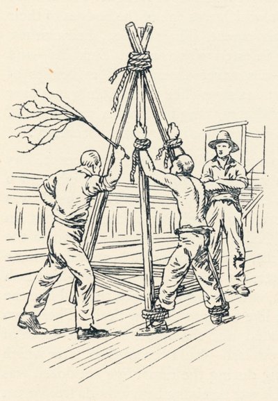 Um condenado sendo açoitado com um gato-o-nove-caudas, 1834, 1984 de Unbekannt