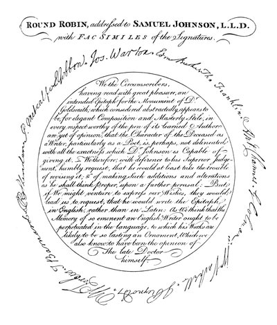 Um fac-símile da placa na primeira edição de Boswells Life of Johnson, 1907 de Unbekannt