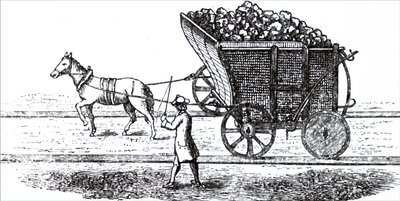 Um cavalo a desenhar uma carroça de brasas de Unbekannt