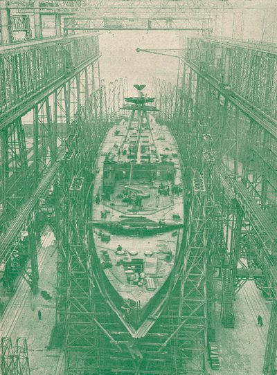 Um cruzador leve em construção, c1917 1919 de Unbekannt