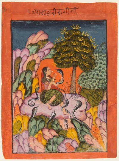 Uma página de uma série de Ragamala: Asavari Ragini, início dos anos 1700. de Unbekannt