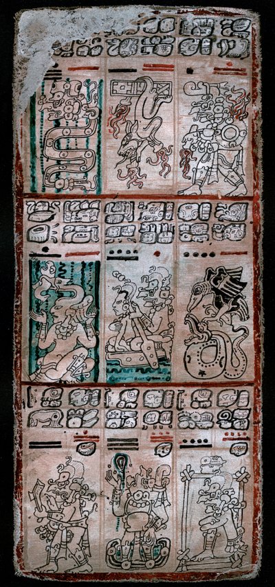 Uma página do códice de Dresden, manuscrito maia, 1901 de Unbekannt
