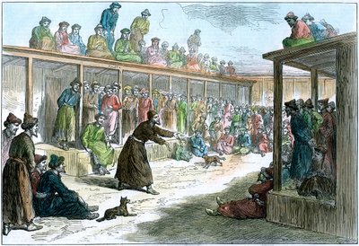 Um contador de histórias profissional em Kashgar, Xinjiang, China, c1875 de Unbekannt