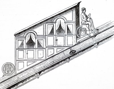 Uma elevação lateral do carro na linha funicular do Vesúvio. de Unbekannt