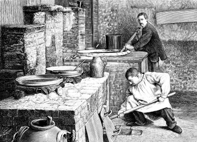 Um estágio na separação do rádio do pitchblende usando carbonato de sódio, c1900 de Unbekannt