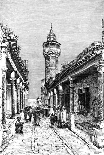 Uma rua no distrito Suk de Tunis, Tunísia, 1895 de Unbekannt