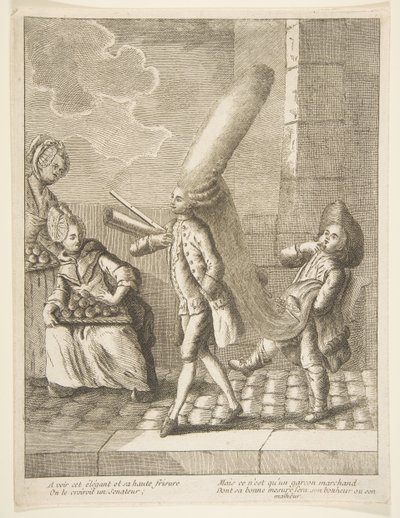 Para ver seu det elegante e seus cachos altos, você pensaria que ele era um senador, mas ele é apenas um..., 1720-75. de Unbekannt