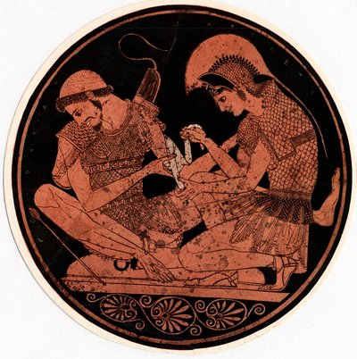 Aquiles enfaixando a ferida de Pátroclo, c1900 de Unbekannt