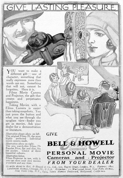 Anúncio da Bell & Howell, câmeras e projetores de filmes pessoais, década de 1920 de Unbekannt