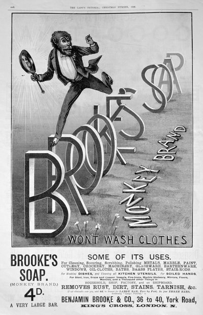 Anúncio para Brookes Monkey Brand soap, 1889 de Unbekannt