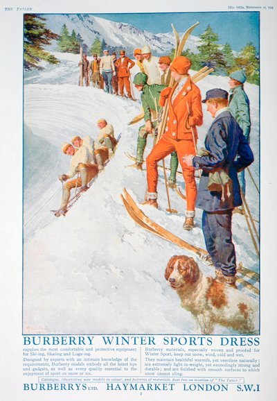 Anúncio para vestido de esportes de inverno Burberry, 1928 de Unbekannt