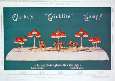 Anúncio para Clarkes Cricklite Lamps, 1899 de Unbekannt